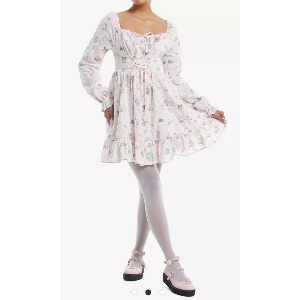 Hello Kitty & Friends Holiday Pink Corset Lace Up Dress Sz 3